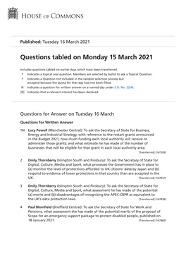 View Questions Tabled on PDF File 0.16 MB