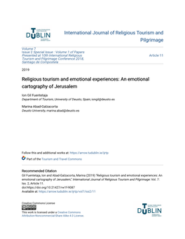 Religious Tourism and Emotional Experiences: an Emotional Cartography of Jerusalem