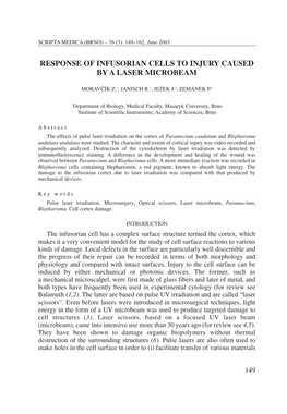 Response of Infusorian Cells to Injury Caused by a Laser Microbeam