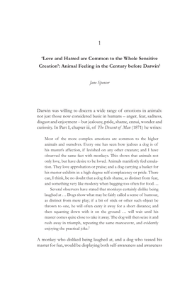 'Love and Hatred Are Common to the Whole Sensitive Creation': Animal Feeling in the Century Before Darwin1