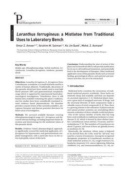 A Mistletoe from Traditional Uses to Laboratory Bench Omar Z