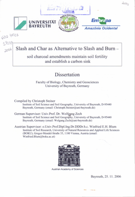 Slash and Char As Alternative to Slash and Burn- Dissertation