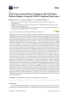 Land Cover and Land Use Change in the US Prairie Pothole Region Using the USDA Cropland Data Layer