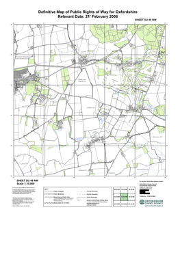 Definitive Map of Public Rights of Way for Oxfordshire Relevant Date: 21St February 2006 Colour SHEET SU 49 NW