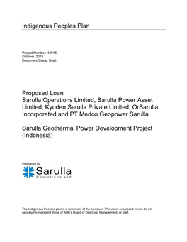 42916-014: Sarulla Geothermal Power Development Project