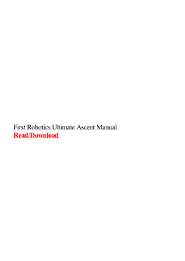 First Robotics Ultimate Ascent Manual