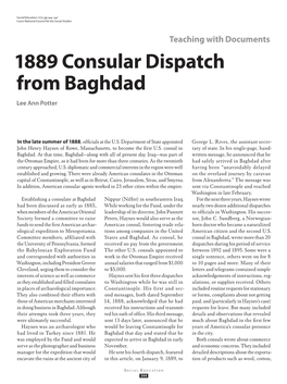 1889 Consular Dispatch from Baghdad Lee Ann Potter
