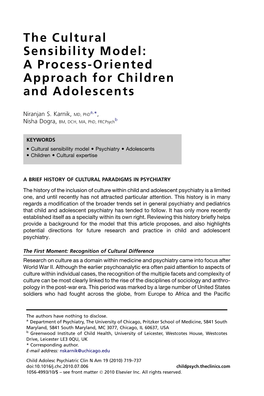 Karnik NS, Dogra N. the Cultural Sensibility Model: a Process