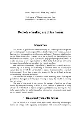 Methods of Making Use of Tax Havens