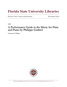 A Performance Guide to the Music for Flute and Piano by Philippe Gaubert Tammara K