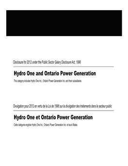 Hydro One and Ontario Power Generation