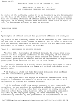 Executive Order 12731 Dated 10/17/90