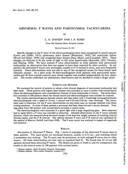 Abnormal P Waves and Paroxysmal Tachycardia