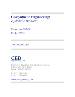 Geosynthetic Engineering: Hydraulic Barriers