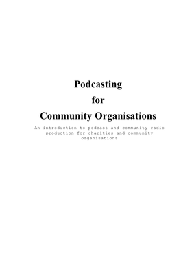 Podcasting for Community Organisations