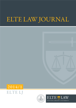 ELTE Law Journal 2014/1 Contents ELTE Law Journal