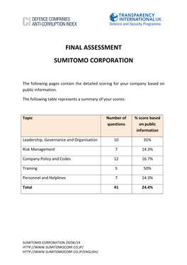 Final Assessment Sumitomo Corporation