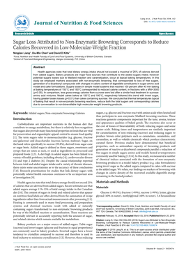 Sugar Loss Attributed to Non-Enzymatic Browning Corresponds to Reduce Calories Recovered in Low-Molecular-Weight Fraction