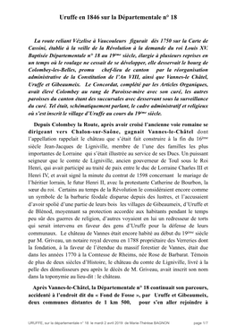 Uruffe En 1846 Sur La Départementale N° 18