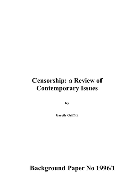 Censorship: a Review Of