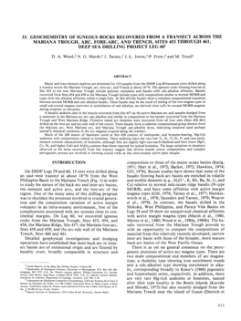 33. Geochemistry of Igneous Rocks Recovered from a Transect Across the Mariana Trough, Arc, Fore-Arc