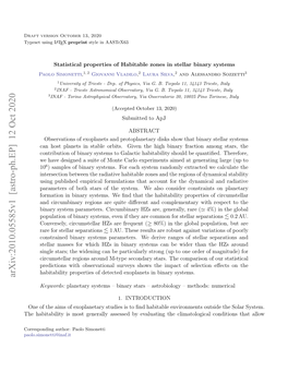 Statistical Properties of Habitable Zones in Stellar Binary Systems