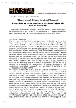 Un Conflitto Tra Tutela Ambientale E Sviluppo Industriale Durante Il Fascismo*