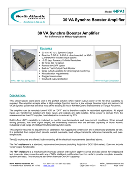 30 VA Synchro Booster Amplifier