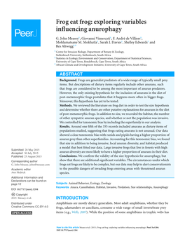 Frog Eat Frog: Exploring Variables Influencing Anurophagy