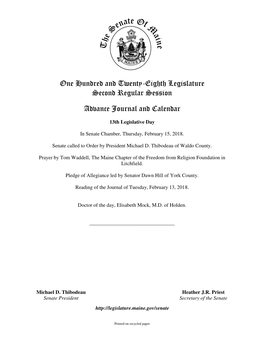 One Hundred and Twenty-Eighth Legislature Second Regular Session