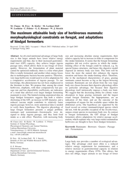 Morphophysiological Constraints on Foregut, and Adaptations of Hindgut Fermenters