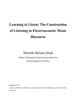 The Construction of Listening in Electroacoustic Music Discourse
