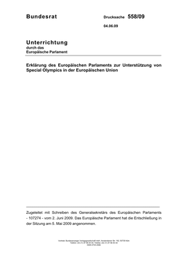 Bundesrat Unterrichtung