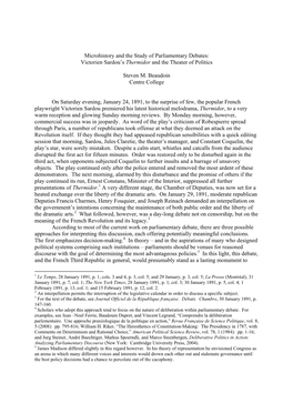 Microhistory and the Study of Parliamentary Debates: Victorien Sardou's Thermidor and the Theater of Politics Steven M. Beaudo