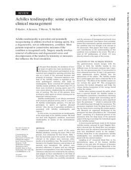 Achilles Tendinopathy: Some Aspects of Basic Science and Clinical Management