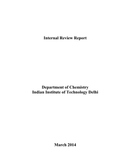 Internal Review Report Department of Chemistry Indian Institute Of