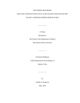 The Nimitz Graybook: How the United States Naval War College Influenced the Pacific Campaign During World War II