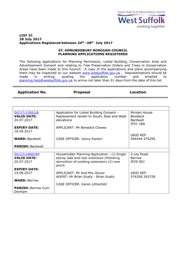 SEBC Planning Applications 31/17