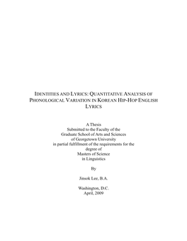 Quantitative Analysis of Phonological Variation in Korean Hip-Hop English Lyrics