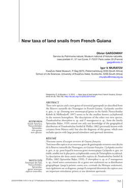 New Taxa of Land Snails from French Guiana