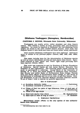 Oklahoma Treehoppers (Homoptera, Membracidae) CLIFFORD J