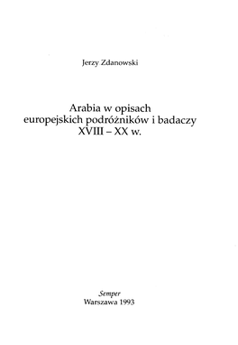 Arabia W Opisach Europejskich Podróżników I Badaczy XVIII - XX W