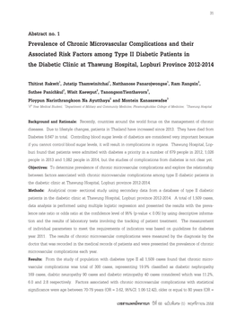 Prevalence of Chronic Microvascular Complications and Their Associated