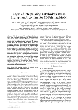 Edges of Interpolating Tetrahedron Based Encryption Algorithm for 3D Printing Model