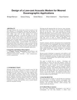 Design of a Low-Cost Acoustic Modem for Moored Oceanographic Applications