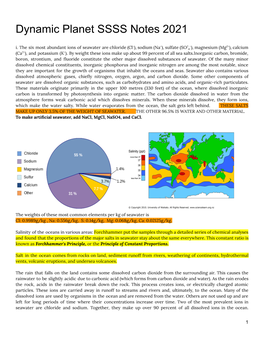Dynamic Planet SSSS Notes 2021