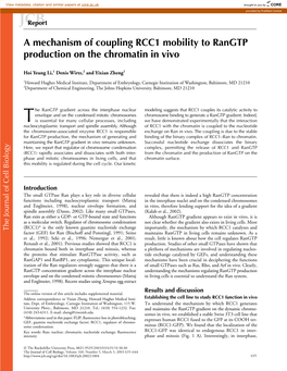 A Mechanism of Coupling RCC1 Mobility to Rangtp Production On