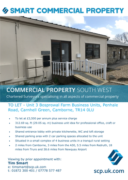 COMMERCIAL PROPERTY SOUTH WEST Chartered Surveyors Specialising in All Aspects of Commercial Property