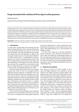 Fungi Associated with a Decline of Pinus Nigra in Urban Greenery Original Paper