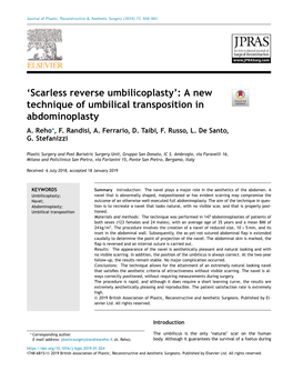 •Scarless Reverse Umbilicoplasty•: a New Technique of Umbilical